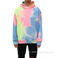 Sweat à capuche Tie Dye multicolore arc-en-ciel